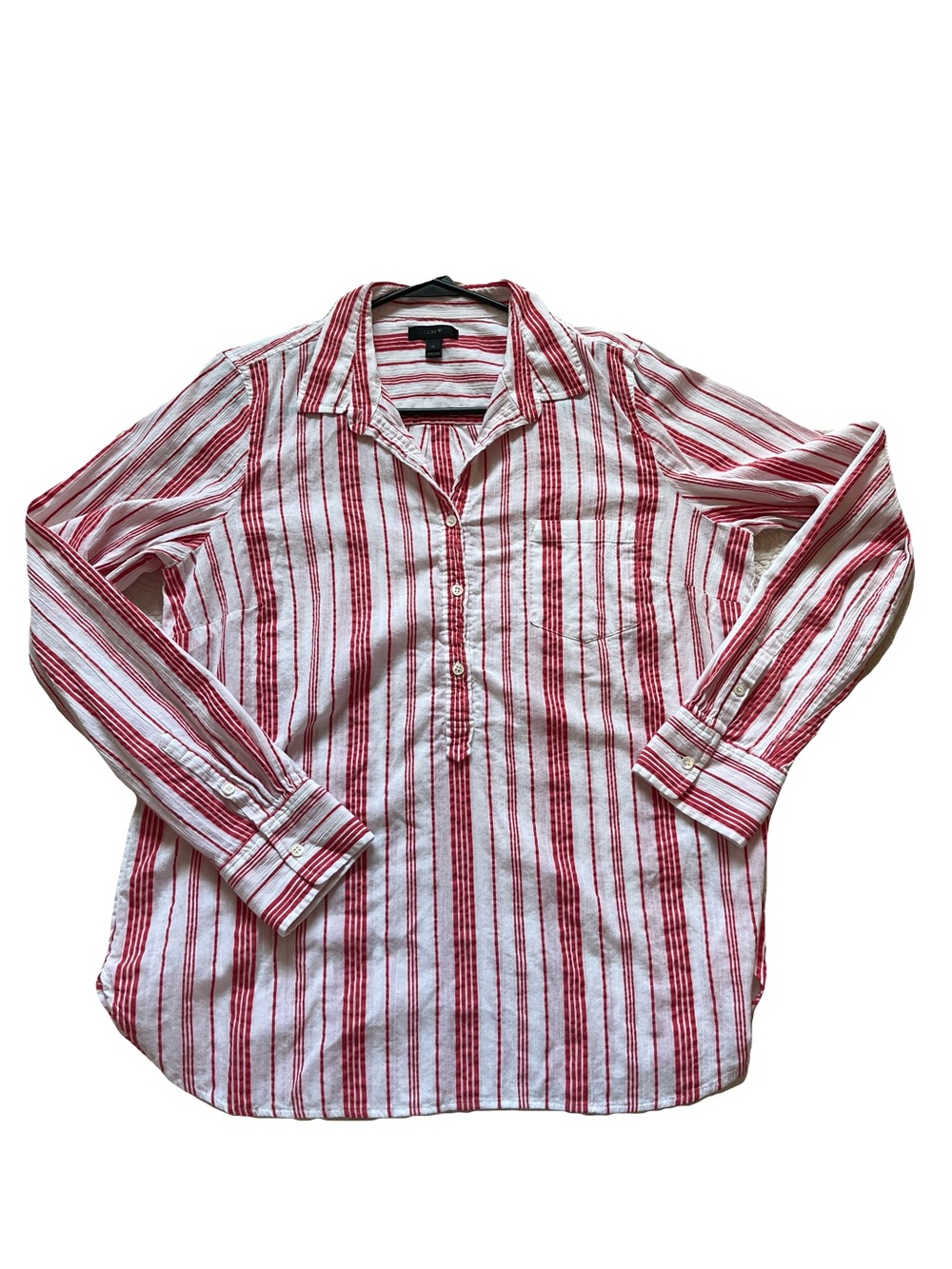 JCREW Red White Stripe Popover Tunic 12